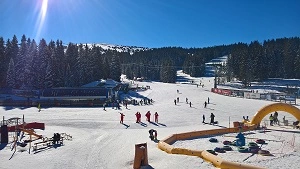 People on ski path
