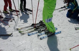 People standing on ski board